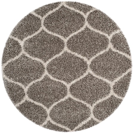 Safavieh 11 x 11 ft. Hudson Shag Power Loomed Round Area Rug; Grey & Ivory SGH280B-11R
